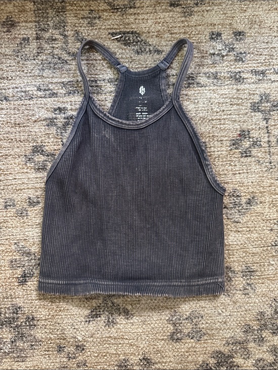 Free People Tops - Free people- Ribbed Racerback Crop Tank Top - Charcoal